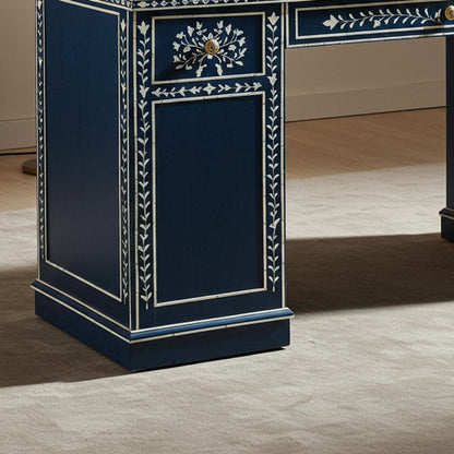 Elegant Blue Wooden Office Desk