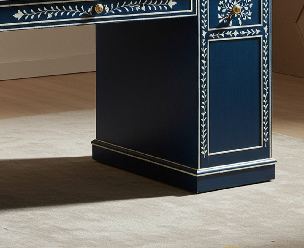 Elegant Blue Wooden Office Desk