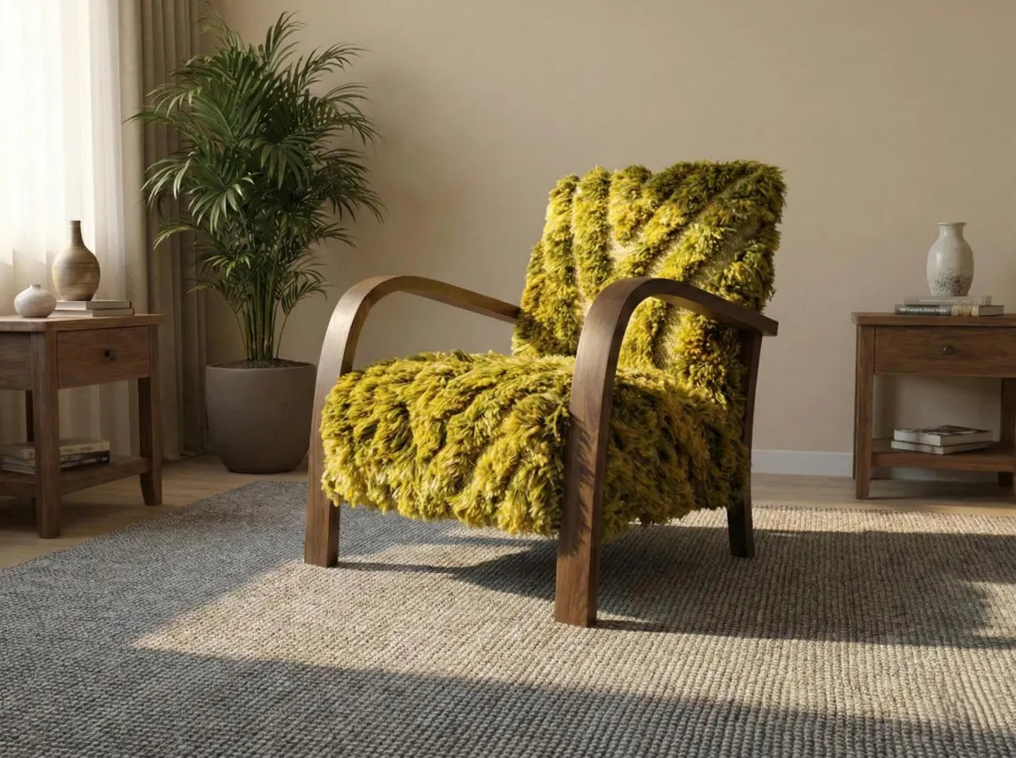 Handmade Moroccan Berber Wool Armchair – Artisan Accent Chair