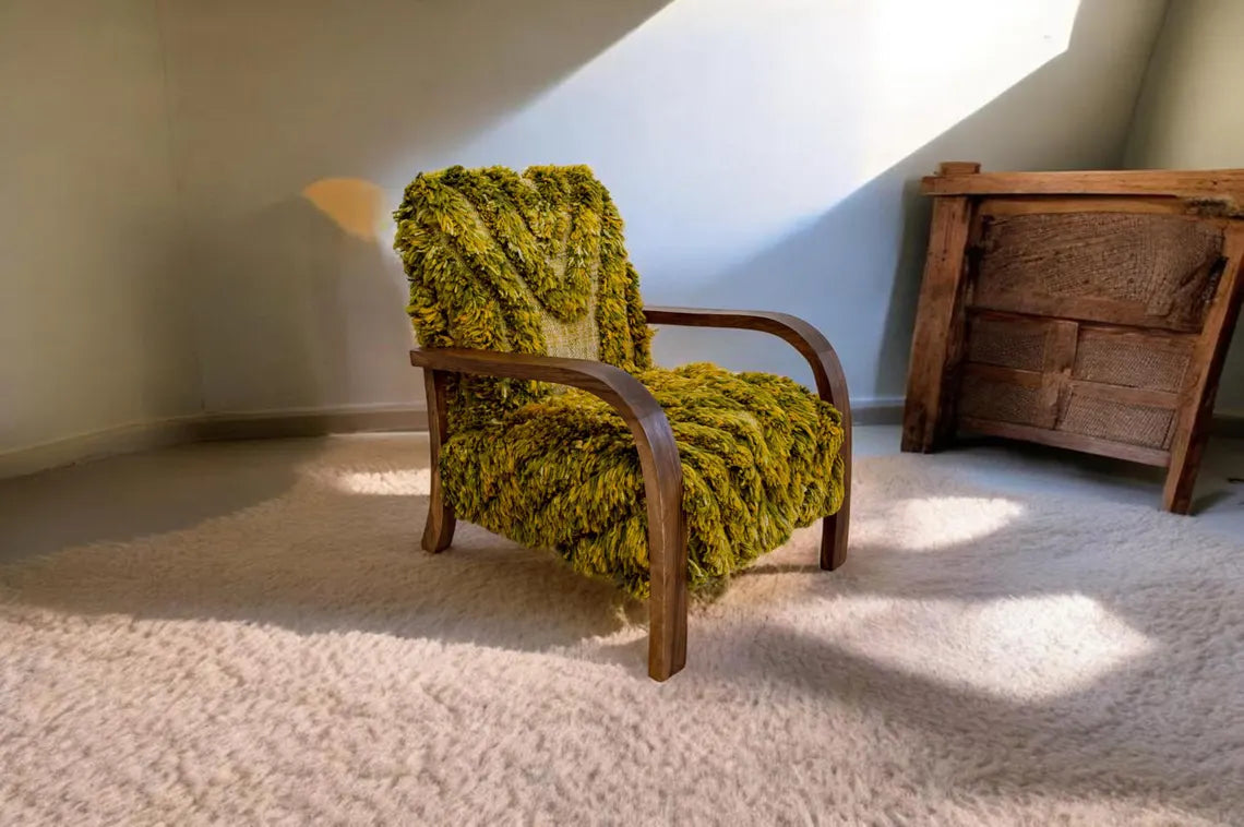 Handmade Moroccan Berber Wool Armchair – Artisan Accent Chair