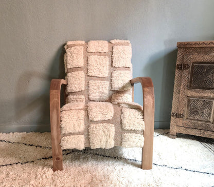 Bouclé Walnut Armchair – Handmade Luxury Accent Chair