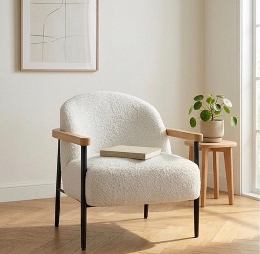 Handcrafted Cream Accent Armchair