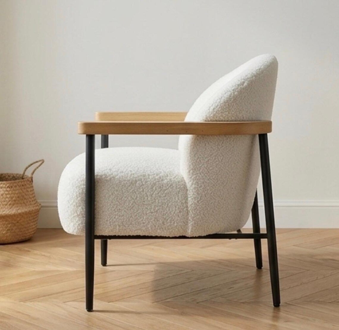Handcrafted Cream Accent Armchair
