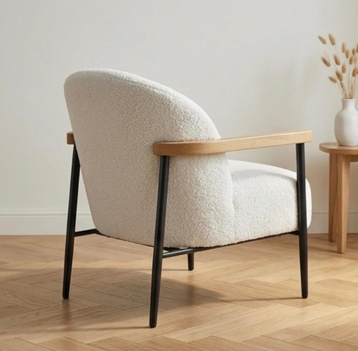 Handcrafted Cream Accent Armchair