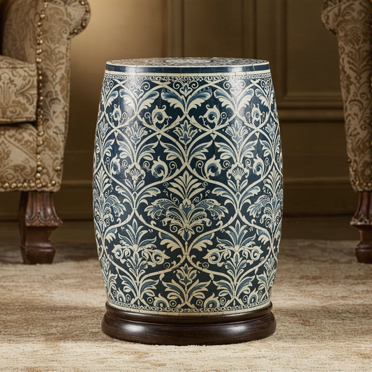 Ornate Blue and White Decorative Garden Stool