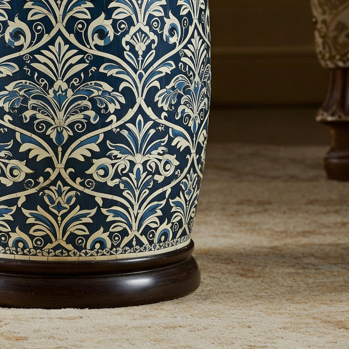 Ornate Blue and White Decorative Garden Stool