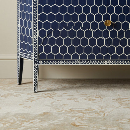 Navy Blue Bone Inlay Sideboard Cabinet